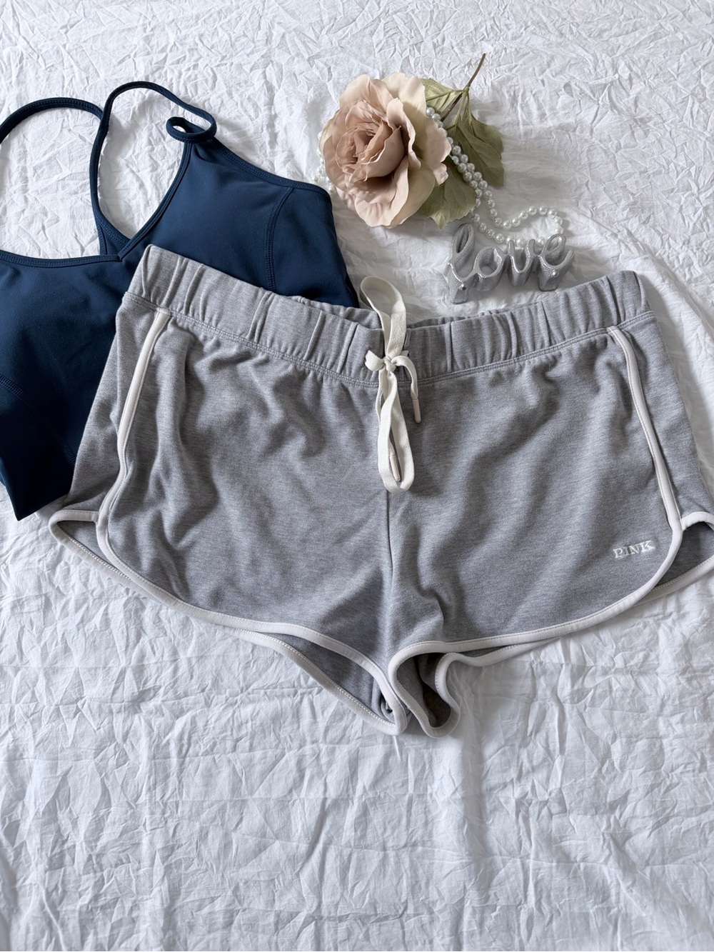PINK Victoria's Secret Light Gray Lounge Shortie